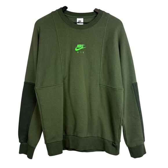 Nike Sportswear Mens Brushed Back Fleece Sweatshirt Green Get Over Your Fear - S - Picture 1 of 10